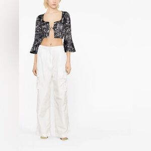 Ganni lace print crop top